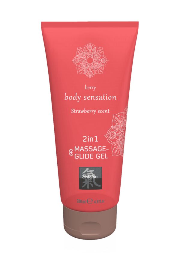 Gel Deslizante Masaje 2-en-1 HOT Fresa, 200ml