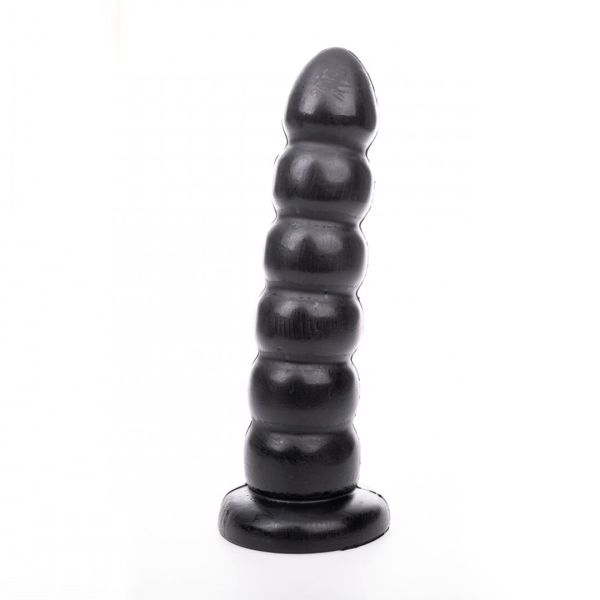 Hung System Yoo-Hoo Dildo acanalado con perlas 27,5 cm negro