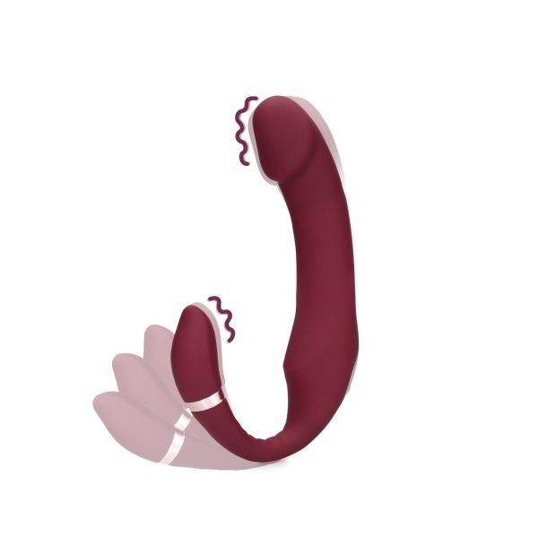 Loveline Bendable Vibrating Strapless Strap-On, Acabado Merlot