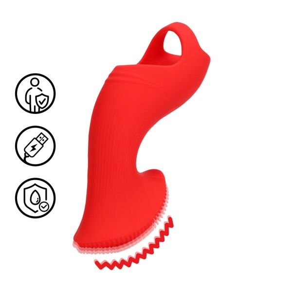 Loveline Vibrador Dedo Texturizado Rojo