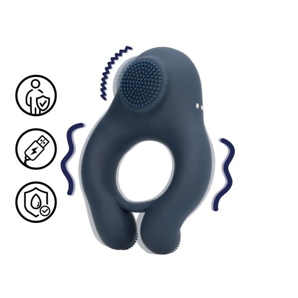 Loveline Anillo de pene con estimulación de clítoris azul índigo