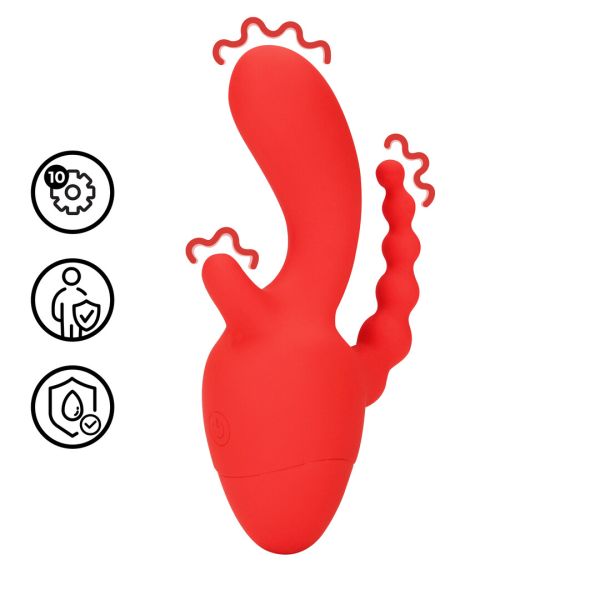 Loveline Mini Vibrador Triple Estimulación Rojo