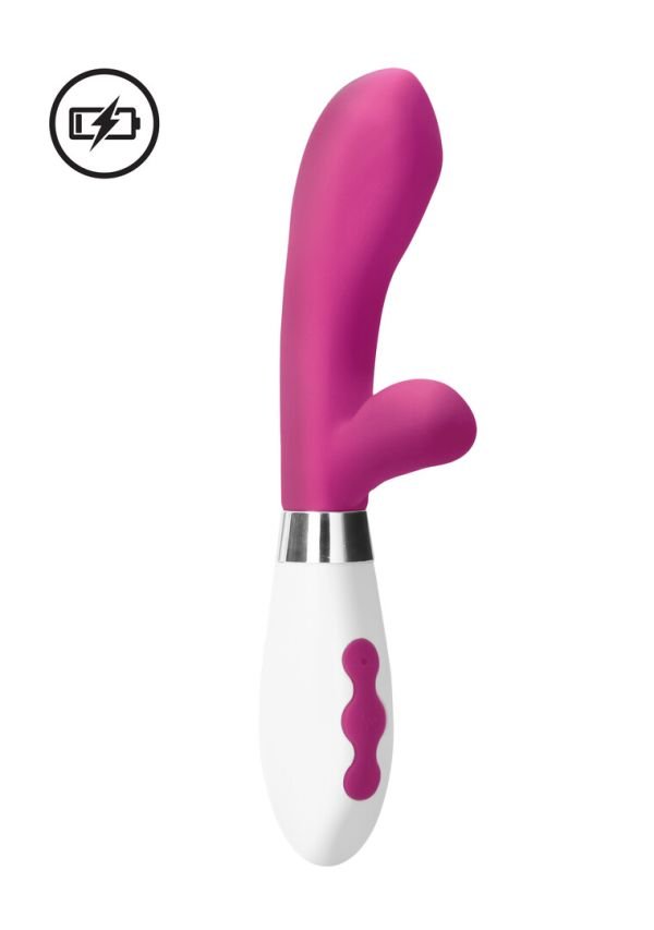 Vibrador conejo recargable Luna Achilles con punta curvada, rosa