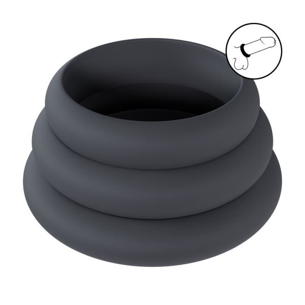 Levelz by Shots Wide O Set Large XL XXL Black Silicone