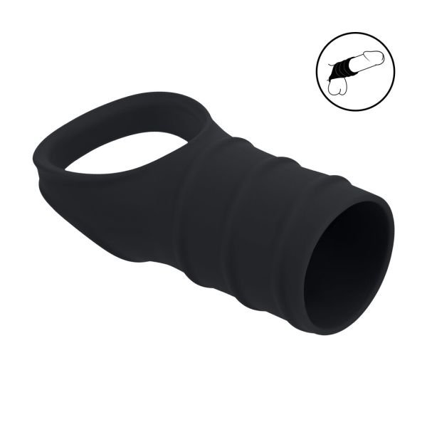 Anillo de cock híbrido Levelz acanalado manga silicona negra