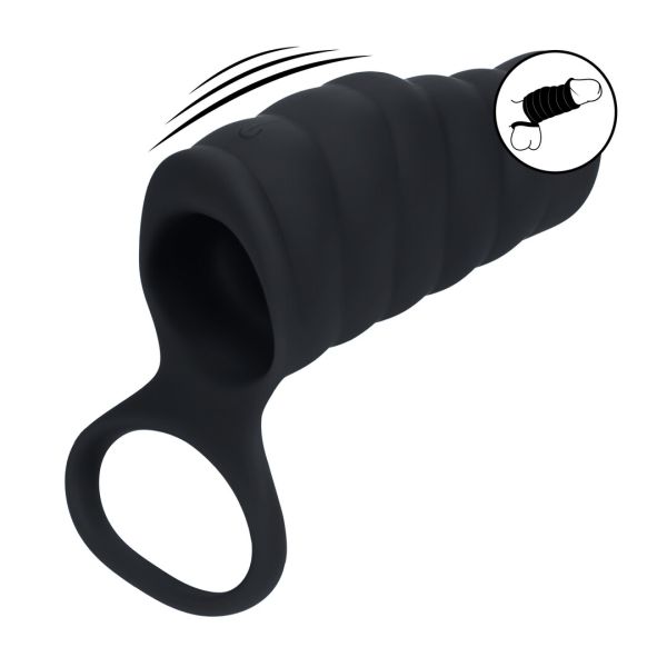 Funda Cock Levelz acanalada vibrante con anillo testículos