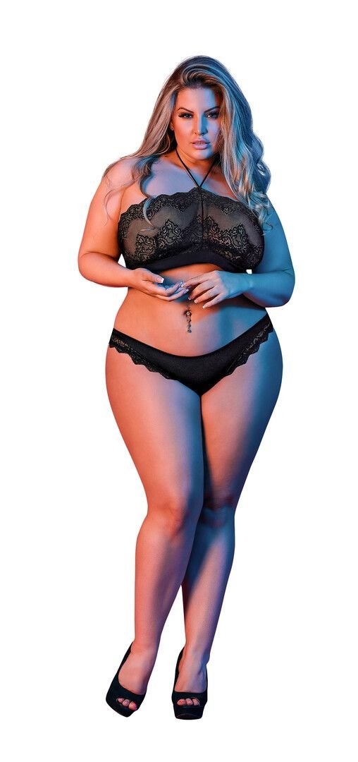Conjunto Halter Bandeau Magic Silk, Negro