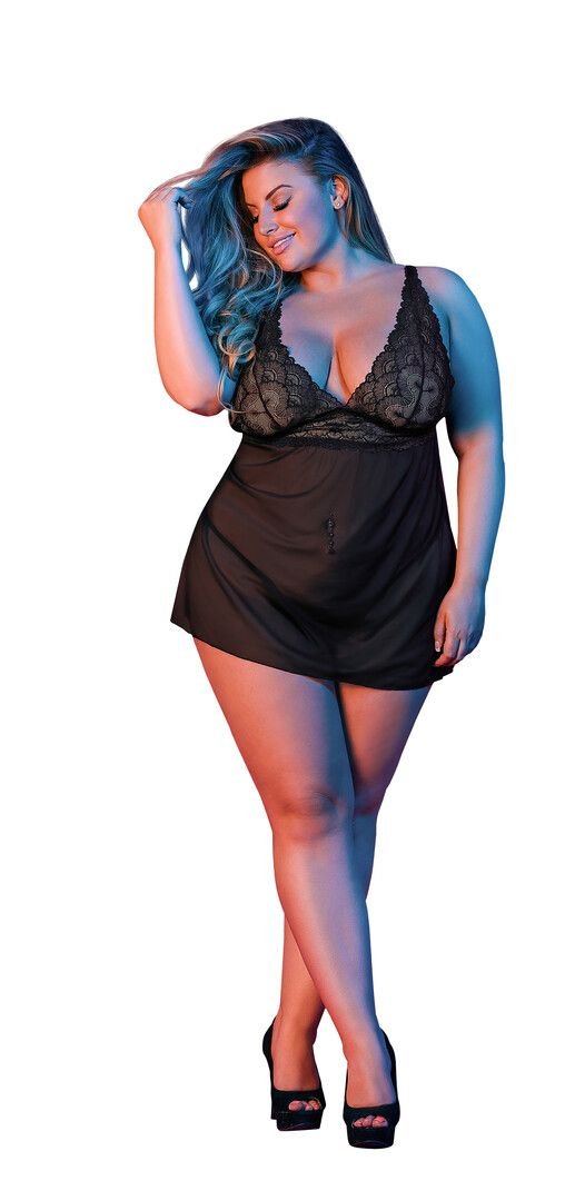 Magic Silk Babydoll con espalda abierta y controles deslizantes de metal