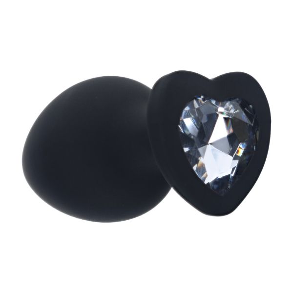 Ouch! Plug anal de silicona con gema corazón grande negro
