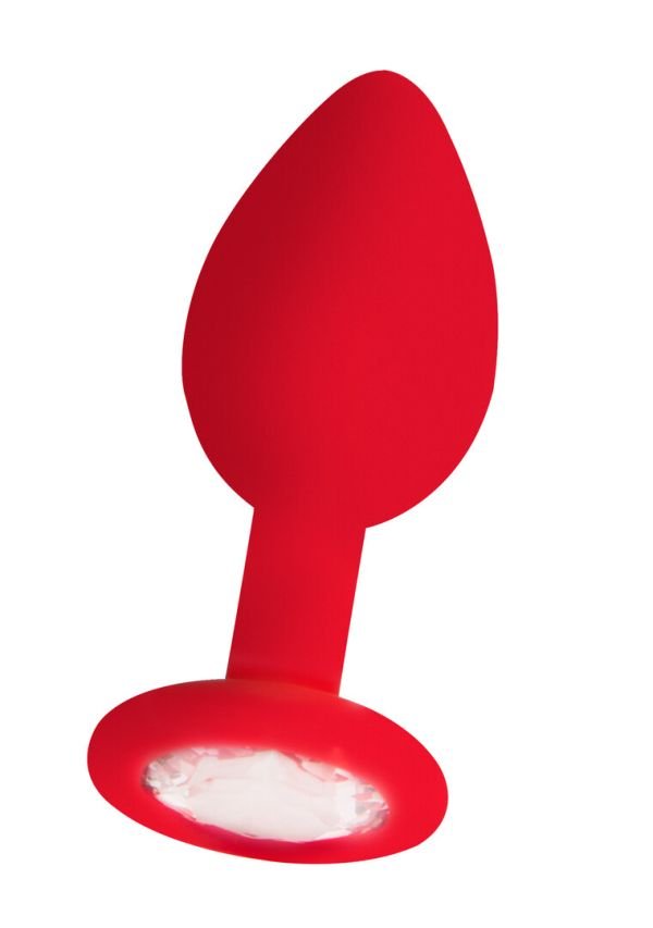 Ouch! Plug anal silicona con Diamond Ornament Rojo Bold