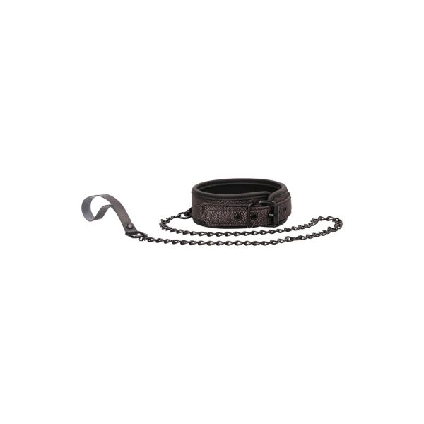 Ouch! Collar Gris Titanio y Correa Leash Set