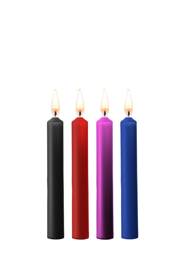 Juego cuatro velas cera teasing multicolor Ouch!