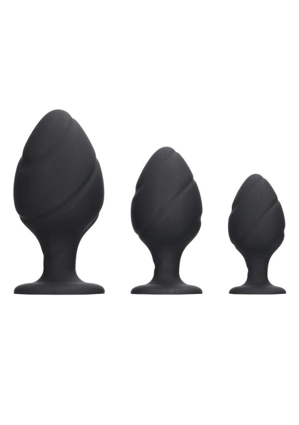 Ouch! Plug anal Swirled de silicona negra