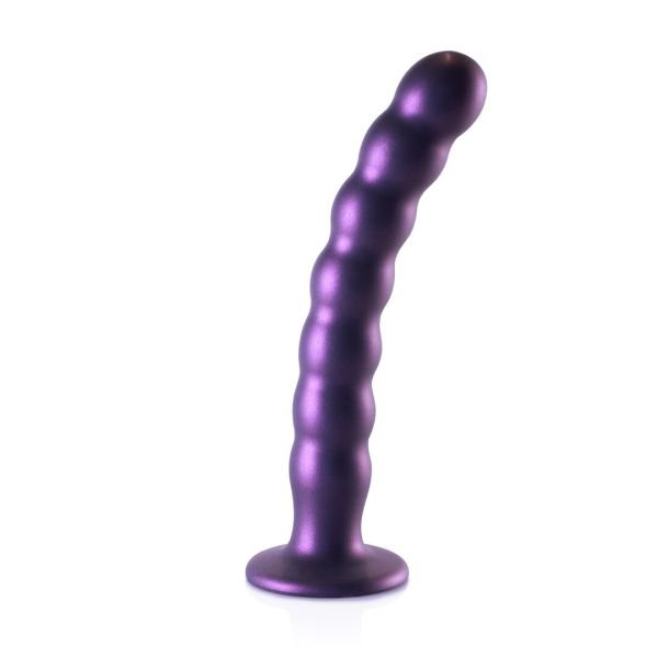 Dildo punto G con cuentas de silicona Ouch! by Shots 20,5 cm púrpura