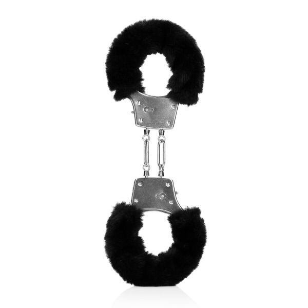 Esposas de metal peludo Ouch! en negro esponjoso