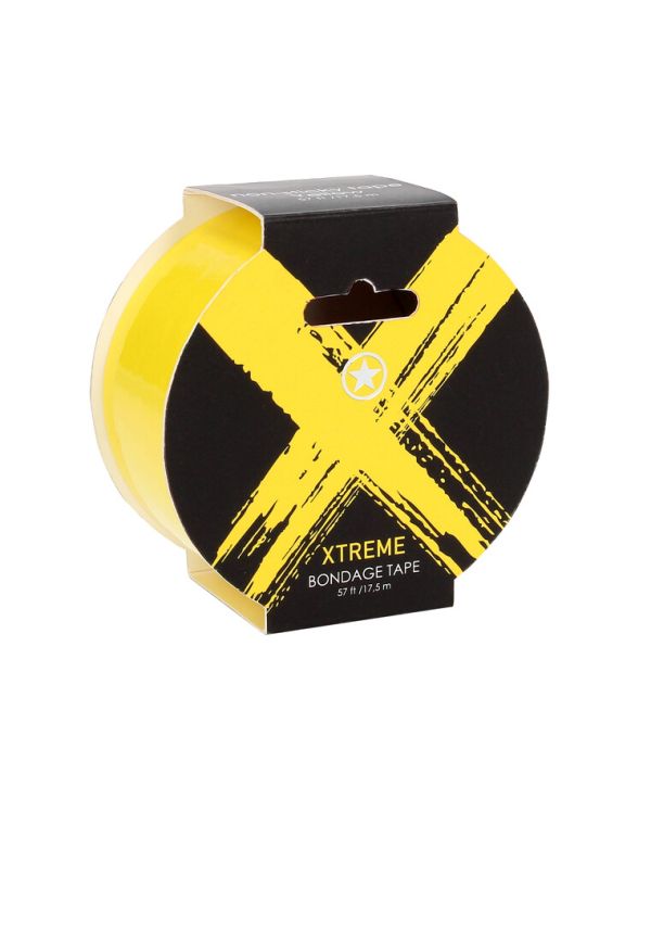 Cinta de bondage amarilla Xtreme Ouch! PVC de 17,5 metros