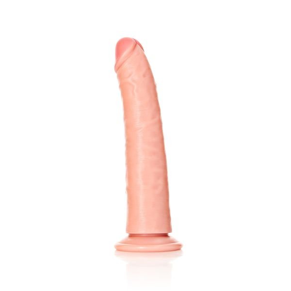 RealRock Dildo Curvado Delgado Carne 18 cm, Ventosa