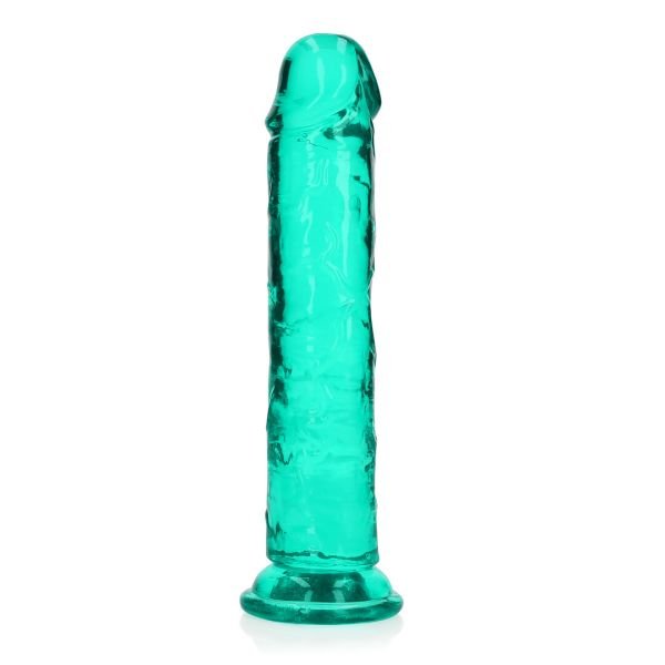 RealRock Dildo Recto Turquesa con Base de Montaje, 20 cm