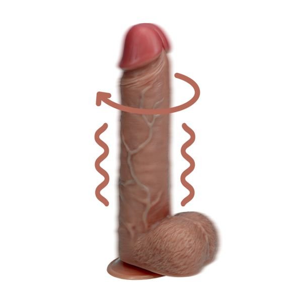 RealRock Vibrador Recto con Glande y Testículos, 20 cm