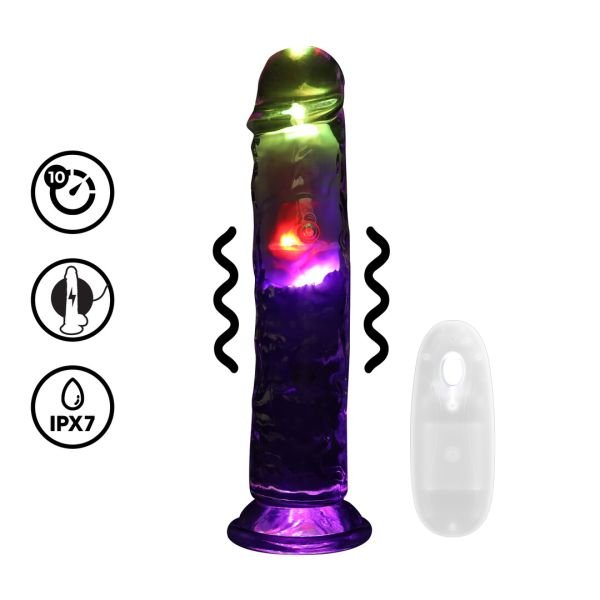 RealRock Dildo Transparente LED 20 cm con LED Interno