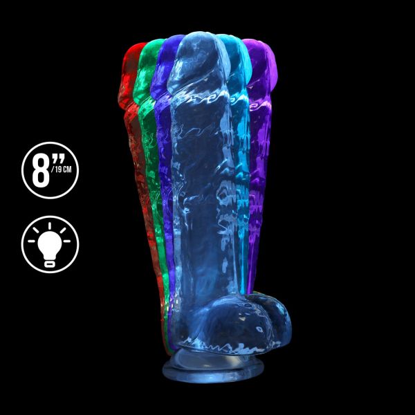 RealRock Dildo LED transparente 17cm sumergible