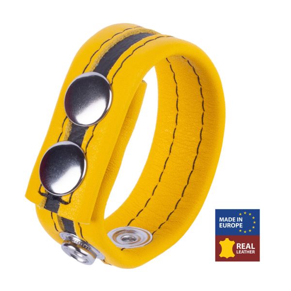 Red Leather Tippy Cockring Yellow Vegetable-Tanned