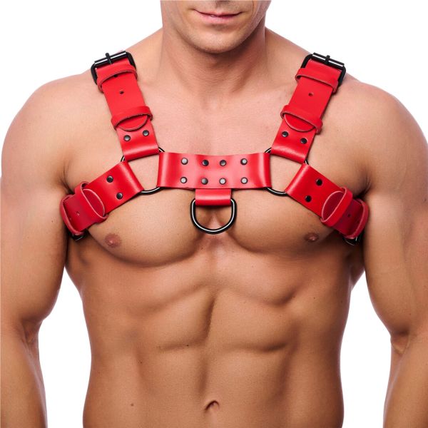 Arnés Red Leather Bulldog sistema correa pecho