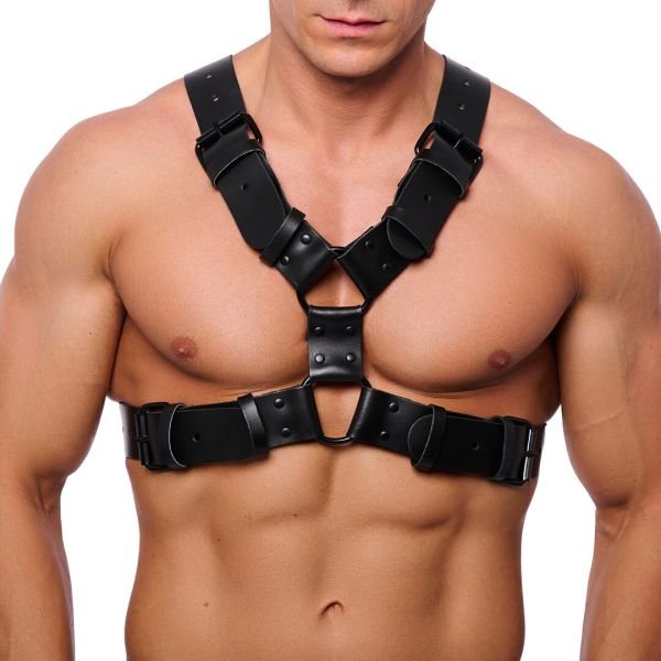 Arnés Red Leather Right L/XL negro correas 4 cm