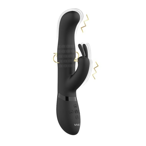 Vibrador conejo VIVE Izara con perlas giratorias, negro