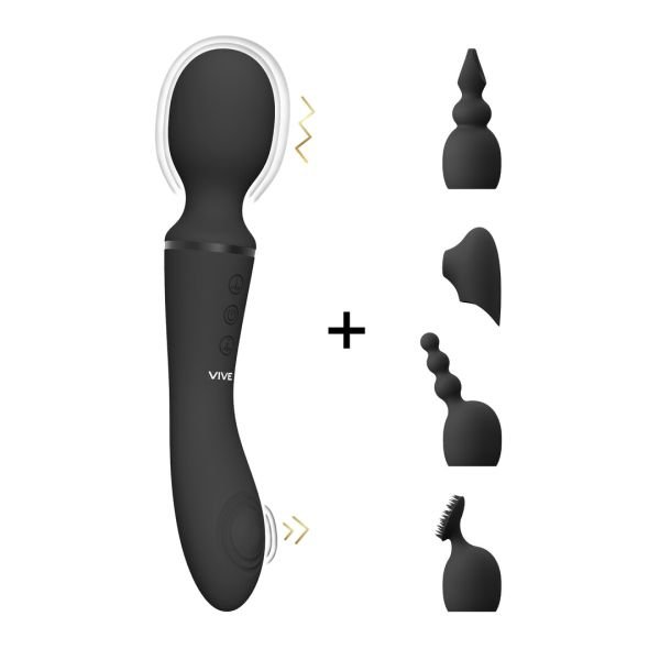 Varita de onda pulsante motor dual VIVE Nami negra